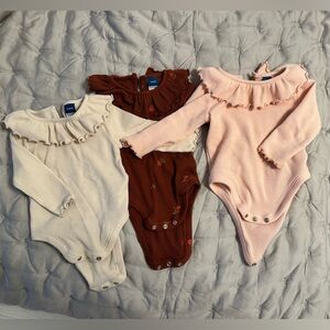Ruffled Baby Bodysuits in Cream, Brown, and Pink 3-6 M Old Navy